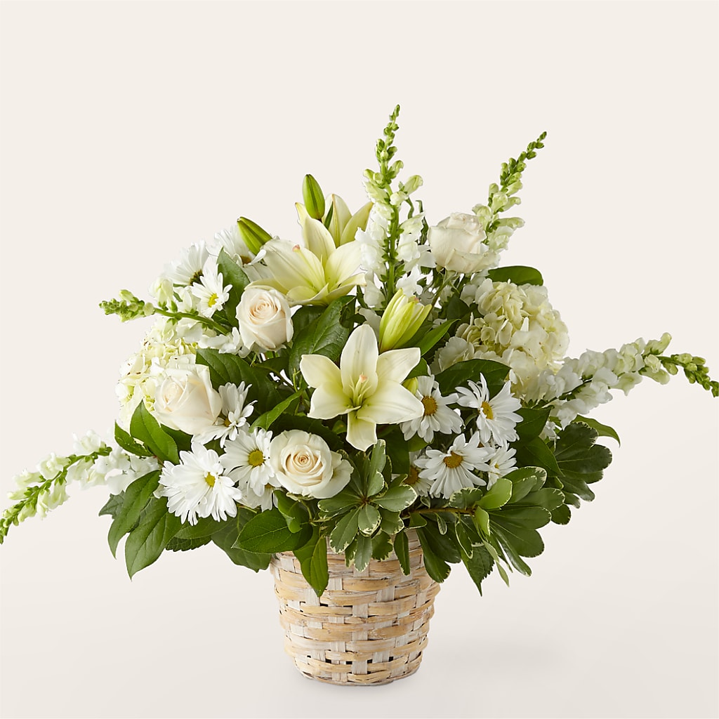 Ivory Elegance Floral Basket – Wildflowers, Louisville KY
