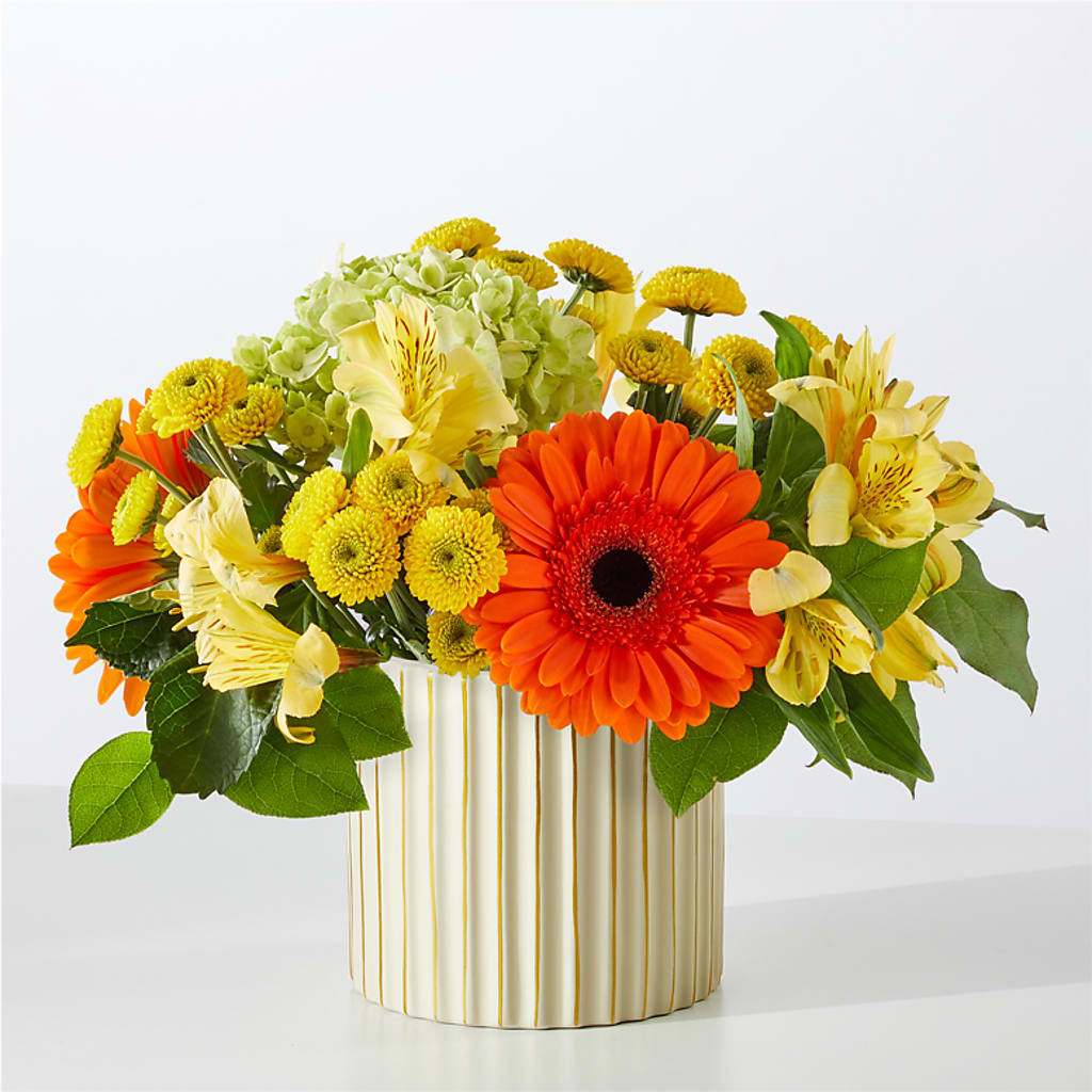 Autumn Sunshine Bouquet with Ivory Vase – Wildflowers, Louisville KY