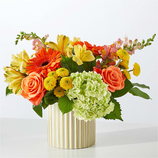 Autumn Sunshine Bouquet with Ivory Vase –  Wildflowers, Louisville KY