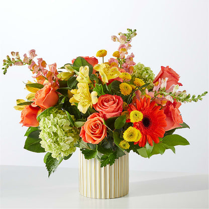 Autumn Sunshine Bouquet with Ivory Vase –  Wildflowers, Louisville KY