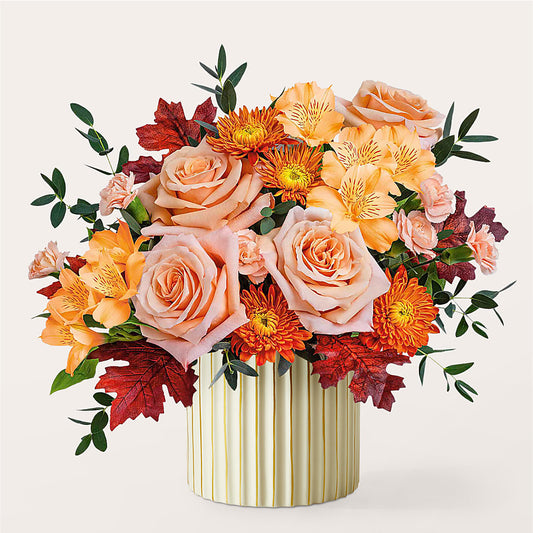 Spiced Latte Bouquet with Ivory Vase –  Wildflowers, Louisville KY
